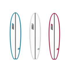 Surfboard CHANNEL ISLANDS X-lite2 Chancho Funboard Rails blau weiß rot